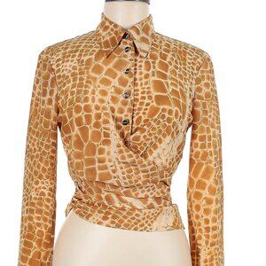 Escada Animal Print Button Down Blouse